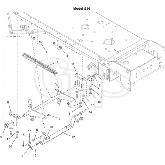 Countax E36 - From 01-05-2017 - 18B Deck Lift Rear Cradle