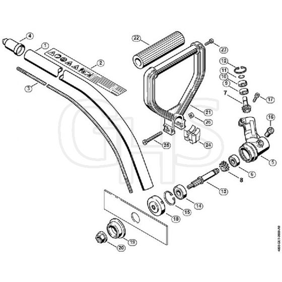 Genuine Stihl EC70 / B - Drive tube assembly, Loop handle, Gear head