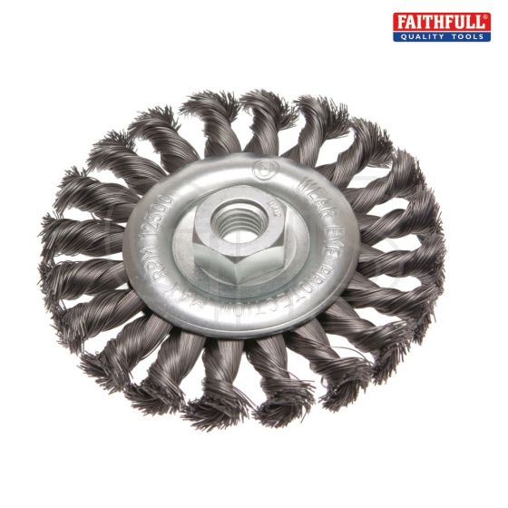 Faithfull Circular Wire Brush 115mm x 12 x M14 x 2 0.35mm Wire - 4311514135