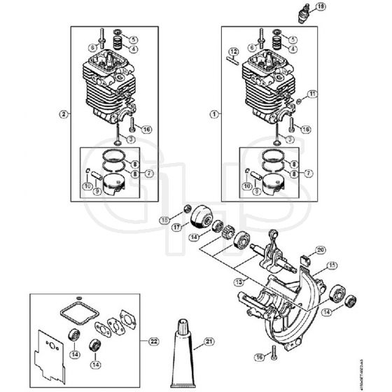 Genuine Stihl FC100 / A - Cylinder, Engine pan