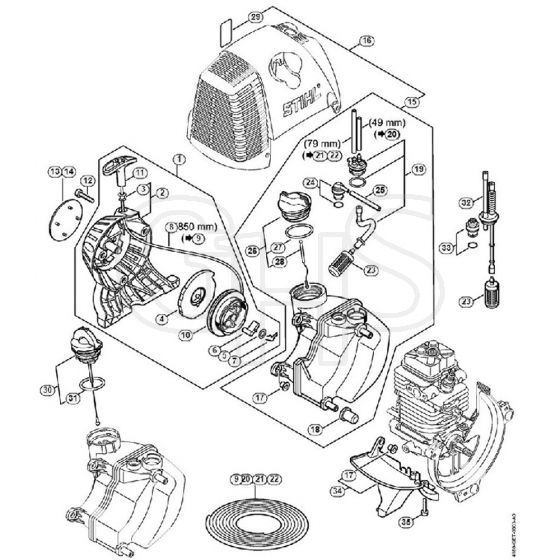 Genuine Stihl FC100 / C - Rewind starter, Fuel tank