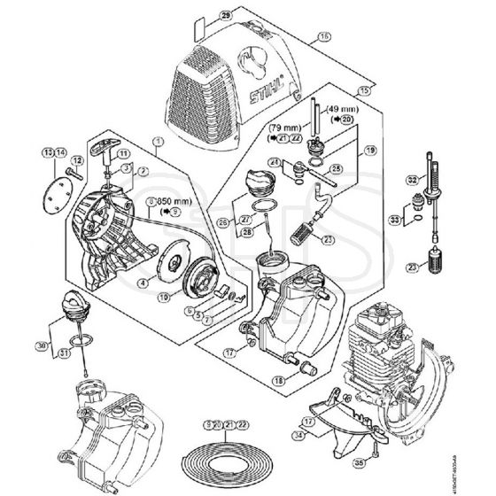 Genuine Stihl FC110 / C - Rewind starter, Fuel tank