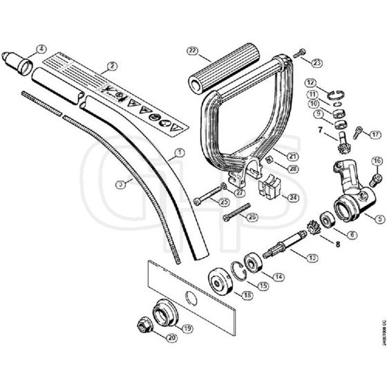 Genuine Stihl FC73 / K - Drive tube assembly, Loop handle, Gear head