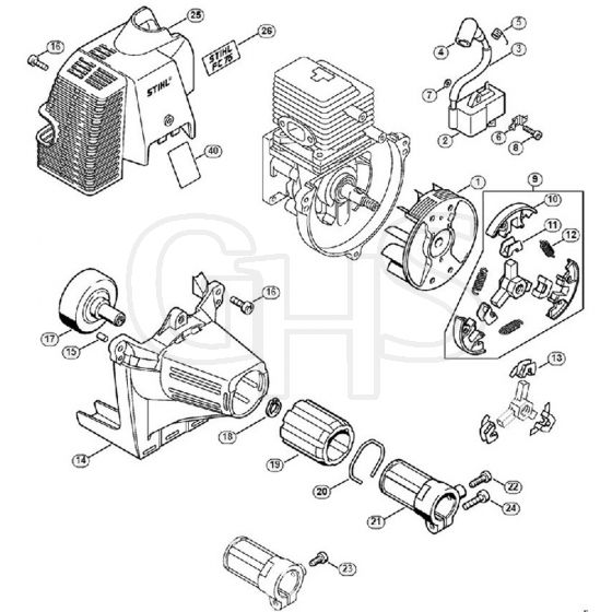 Genuine Stihl FC75 / C - Ignition system, Clutch