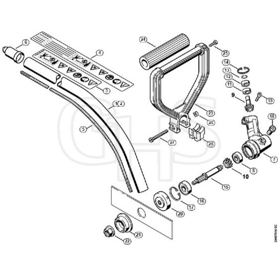 Genuine Stihl FC75 / Q - Drive tube assembly, Loop handle, Gear head