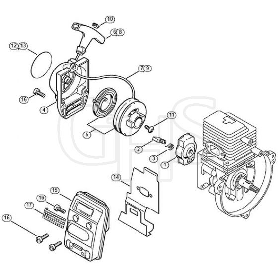 Genuine Stihl FC85 / B - Rewind starter, Muffler