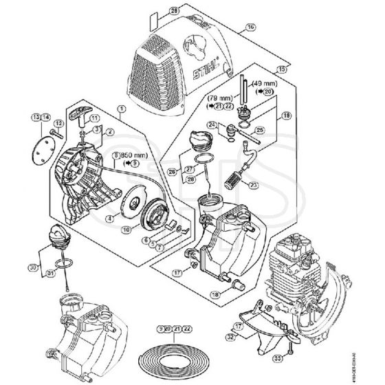 Genuine Stihl FC90 Z / C - Rewind starter, Fuel tank | GHS