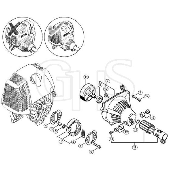 Genuine Stihl FC90 Z / F - Clutch, Fan housing