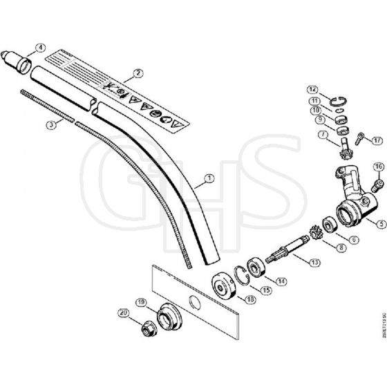 Genuine Stihl FC90 Z / L - FC 90: Drive tube assembly, Gear head (50.2014)