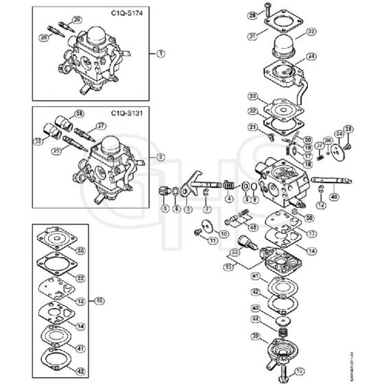 Genuine Stihl FC95 Z / G - Carburetor C1Q-S174, C1Q-S131
