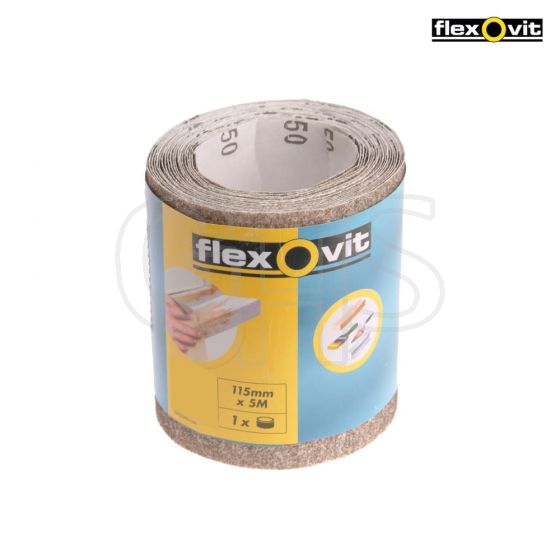 Flexovit General Purpose Sanding Roll 115mm x 5m Medium 120g - 63642526412