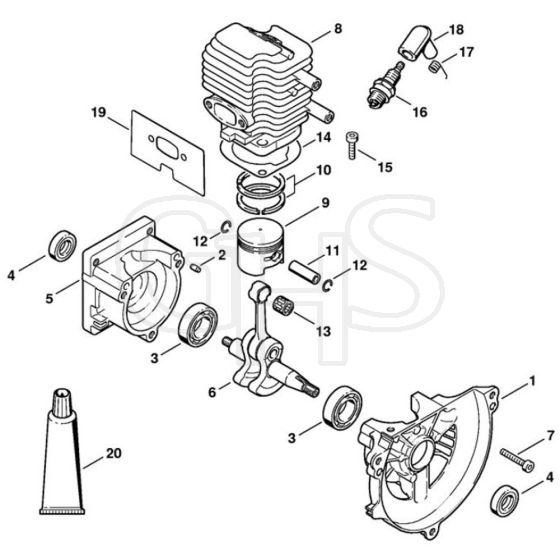 Stihl FR125 - Crankcase, Cylinder - Parts Diagram