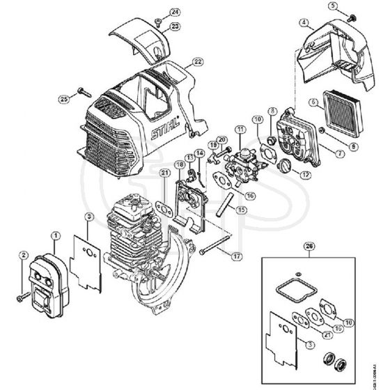 Genuine Stihl FR131 T / C - Muffler, Air filter