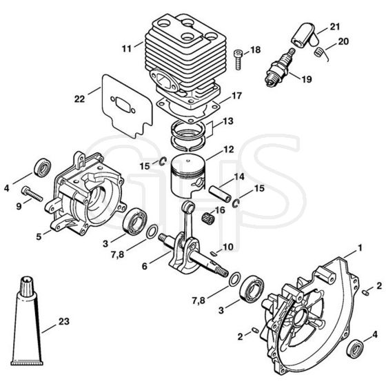 Stihl FR135 - Crankcase, Cylinder - Parts Diagram