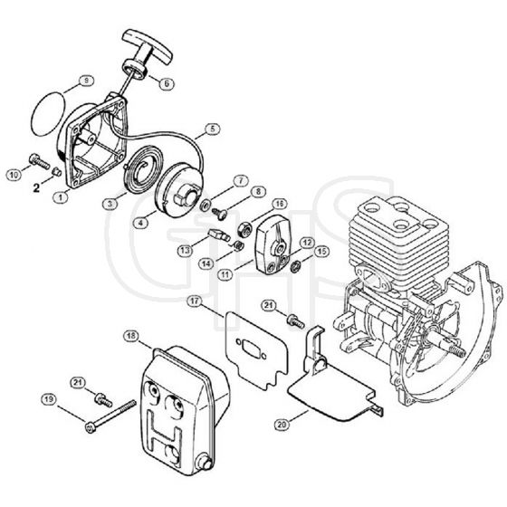 Genuine Stihl FR135 SEA / E - FR 135: Rewind starter, Muffler