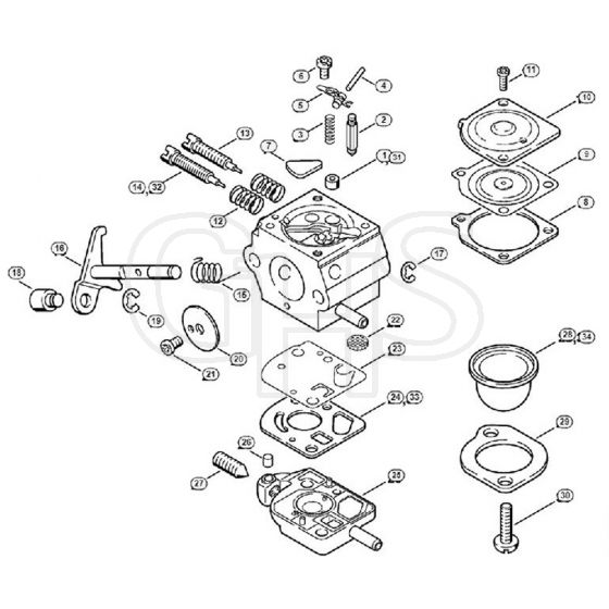 Genuine Stihl FR135 SEA / O - Carburetor SK8, SK8-7XA, SK10, SK10-7XA