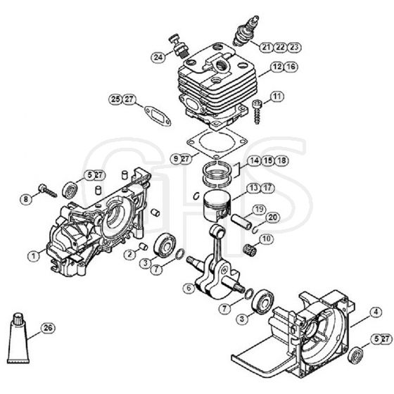 Genuine Stihl FR350 / A - Crankcase, Cylinder FR 350