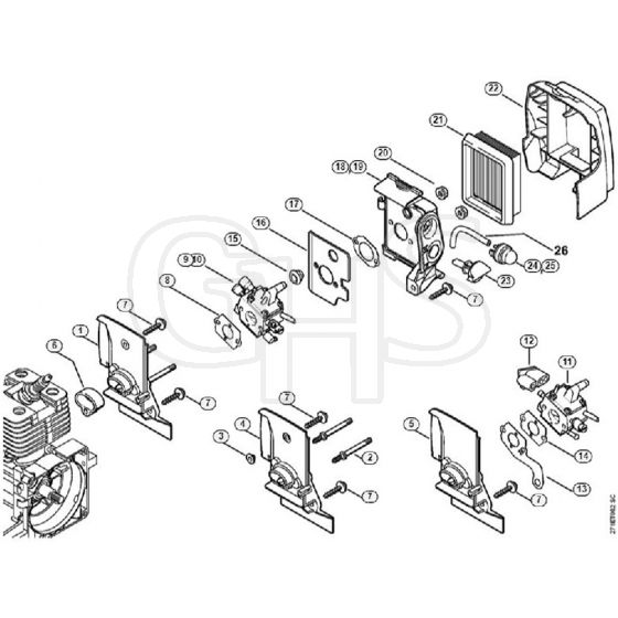 Genuine Stihl FR350 / J - Carburetor housing, Air filter FR 350