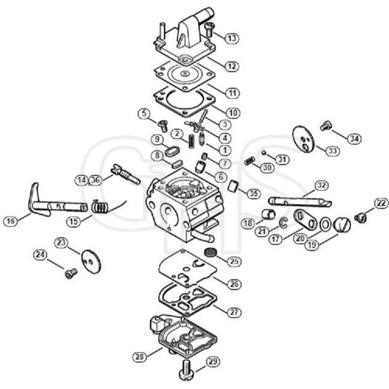 Genuine Stihl FR350 / M - Carburetor C1Q-S51, C1Q-S36 FR 350 (09.2003)