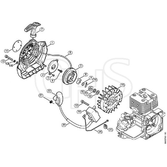 Genuine Stihl FR3900 / B - Rewind starter, Ignition system