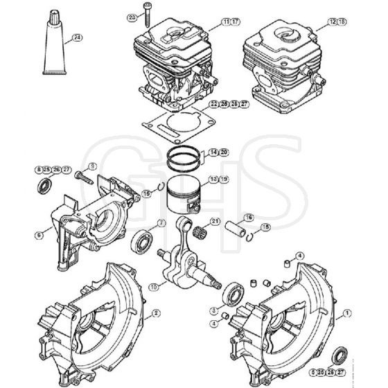 Genuine Stihl FR410 C-E / A - Crankcase, Cylinder