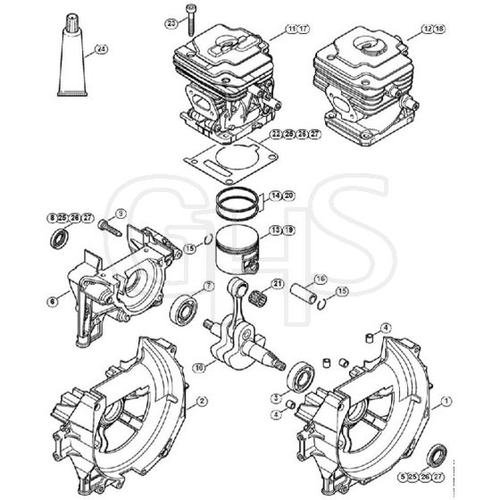 Genuine Stihl FR460 TC-E / A - Crankcase, Cylinder