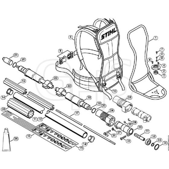 Genuine Stihl FR480 / R - Support frame, Drive tube assembly