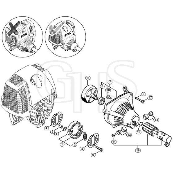 Genuine Stihl FS100 / F - Clutch, Fan Housing