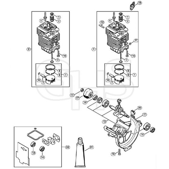 Genuine Stihl FS100 R / A - Cylinder, Engine Pan