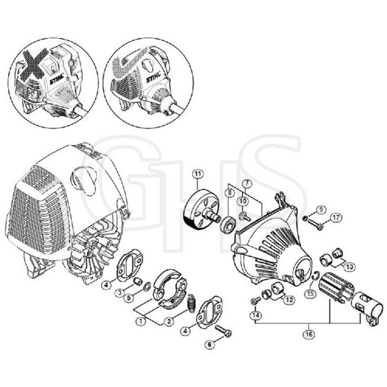 Genuine Stihl FS100 R / F - Clutch, Fan Housing