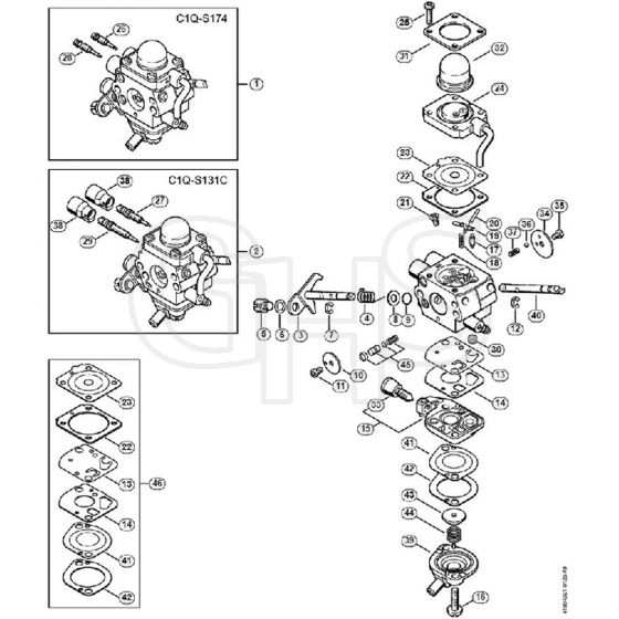 Genuine Stihl FS100 R / G - Carburettor C1Q-S174, C1Q-S131