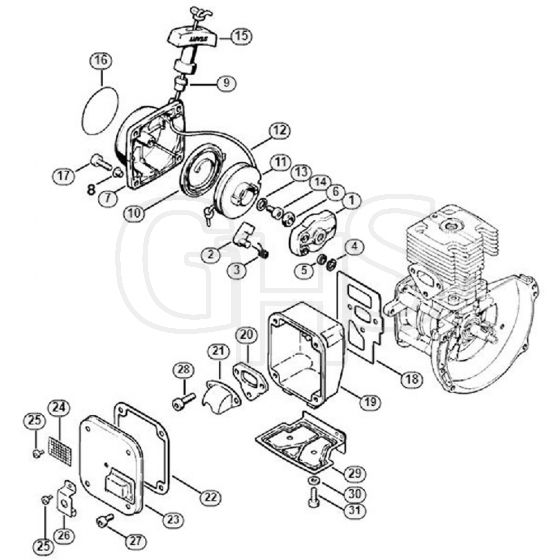 Genuine Stihl FS106 / B - Rewind Starter, Muffler