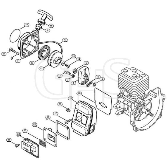 Genuine Stihl FS108 / B - Rewind Starter, Muffler