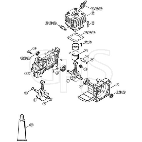 Genuine Stihl FS120 / B - Crankcase, Cylinder FS 120, 120 R