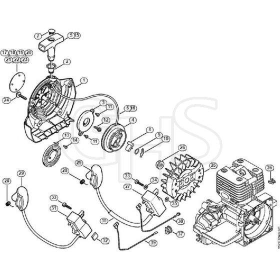 Genuine Stihl FS120 / F - Rewind Starter, Ignition System ⇥ 809 249 646 (10.2016)