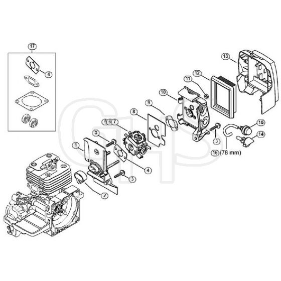 Genuine Stihl FS120 / K - Carburetor housing, Air filter