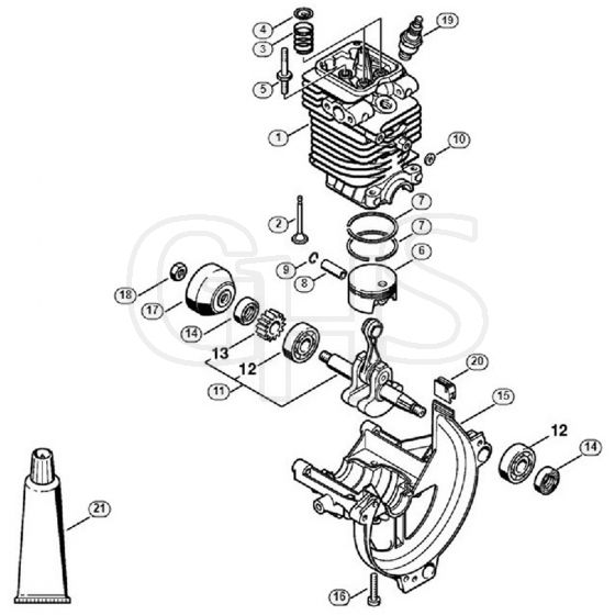 Genuine Stihl FS130 / A - Cylinder, Engine Pan