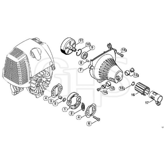 Genuine Stihl FS130 R / F - Clutch, Fan Housing