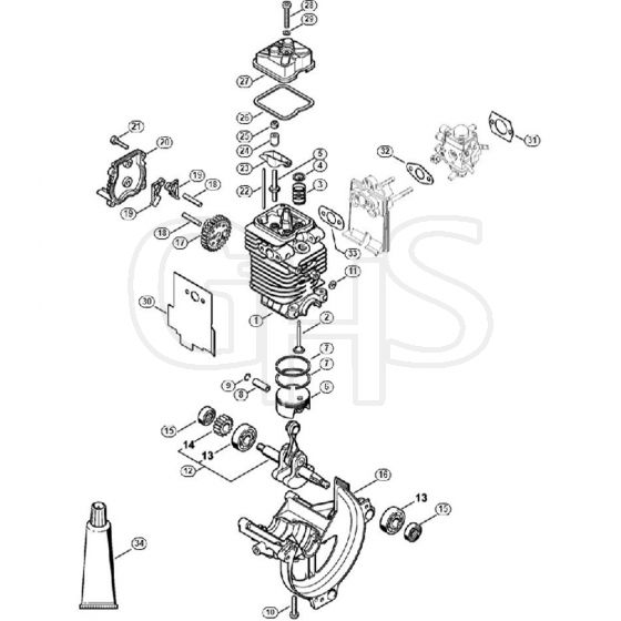 Genuine Stihl FS130 R / Q - Engine Ø 43 mm