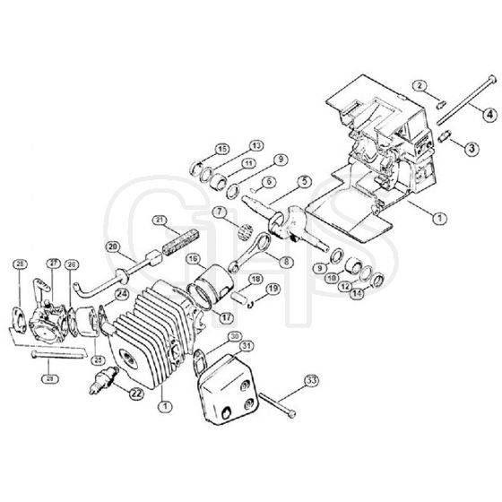 Genuine Stihl FS150 / A - Crankcase, Piston