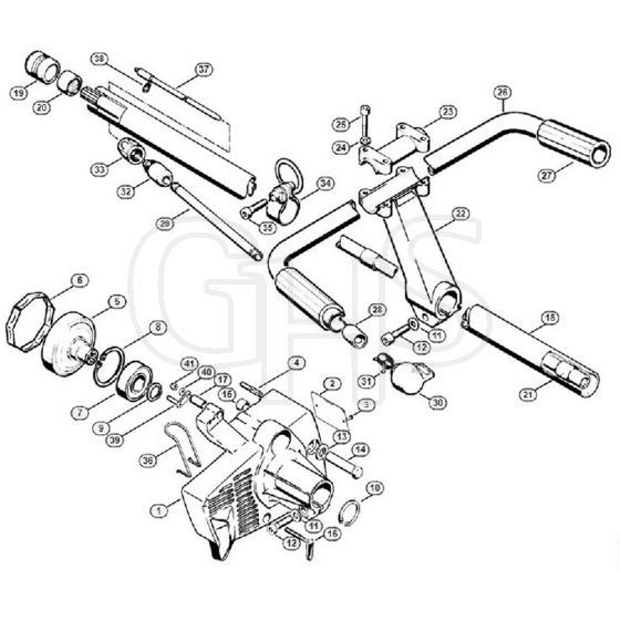 Genuine Stihl FS151 / E - Clutch housing, Drive tube assembly