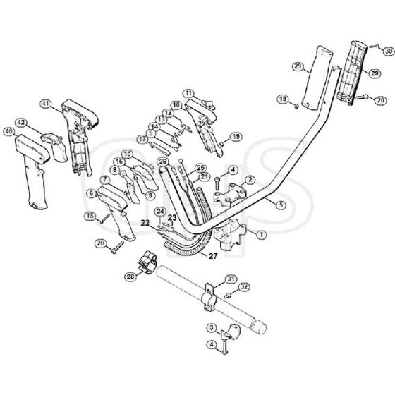 Genuine Stihl FS180 / L - Two-Handed Handle Bar, Control Handle ⇥ 3 50 609 047 (25.2001)