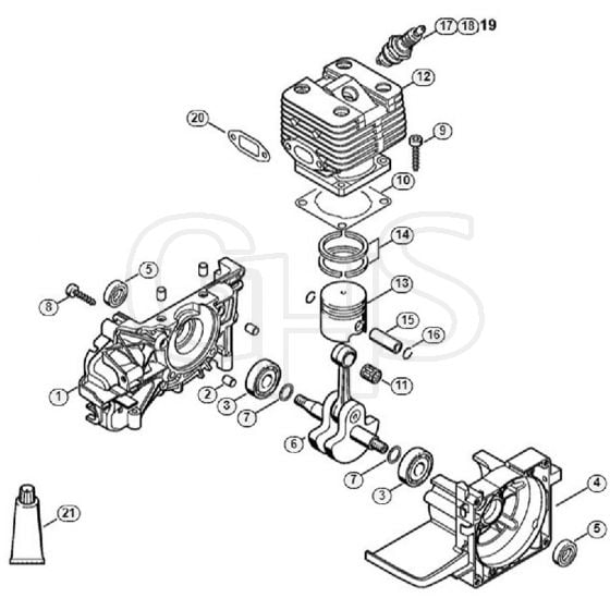 Genuine Stihl FS200 R / C - Crankcase, Cylinder FS 200, 200 R | GHS