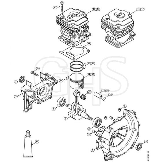 Genuine Stihl FS240 C-E / A - Crankcase, Cylinder