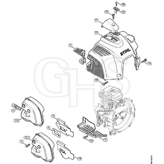 Genuine Stihl FS240 C-E / C - Muffler, Shroud