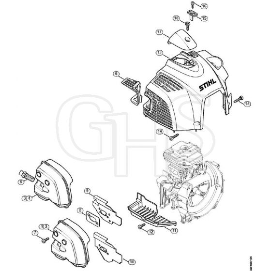 Genuine Stihl FS240 R / C - Muffler, Shroud