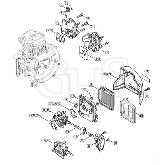 Genuine Stihl FS240 RC-E / E - Spacer flange, Air filter