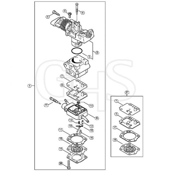 Genuine Stihl FS24 SC-E / D - Carburetor RC2-S243 up to serial number 513835561