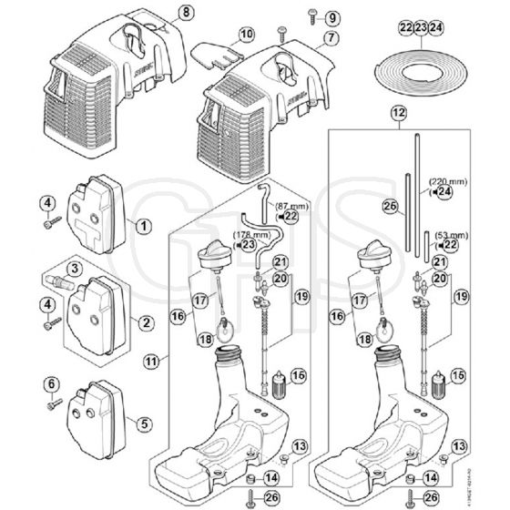 Genuine Stihl FS250 R / G - Muffler, Shroud, Fuel Tank