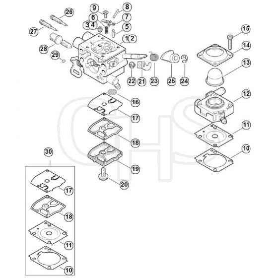 Genuine Stihl FS260 RC-E / F - Carburetor 4147/24, 4147/25